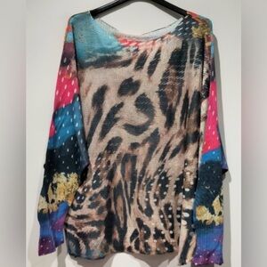 S042. Made in Italy Multicolor Animal Print Sweater